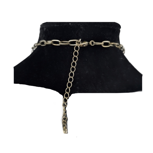 Vintage Boho Jeweled Medallion Silver Charm Necklace 17 Inch w/ 4 inch ext. - Picture 3 of 3